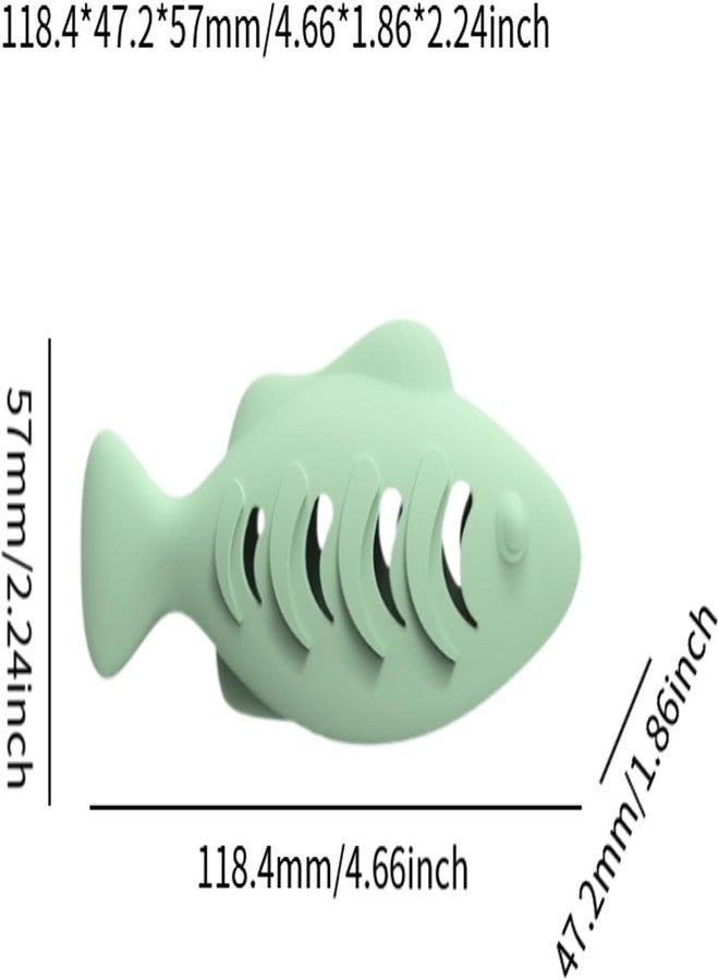 VALUEVIBES فرشاة أسنان ولعبة تسنين للقطط على شكل سمكة من السيليكون من فاليو فايبز - لعبة للقطط وموزع طعام للقطط المنزلية (أخضر) - Image 4